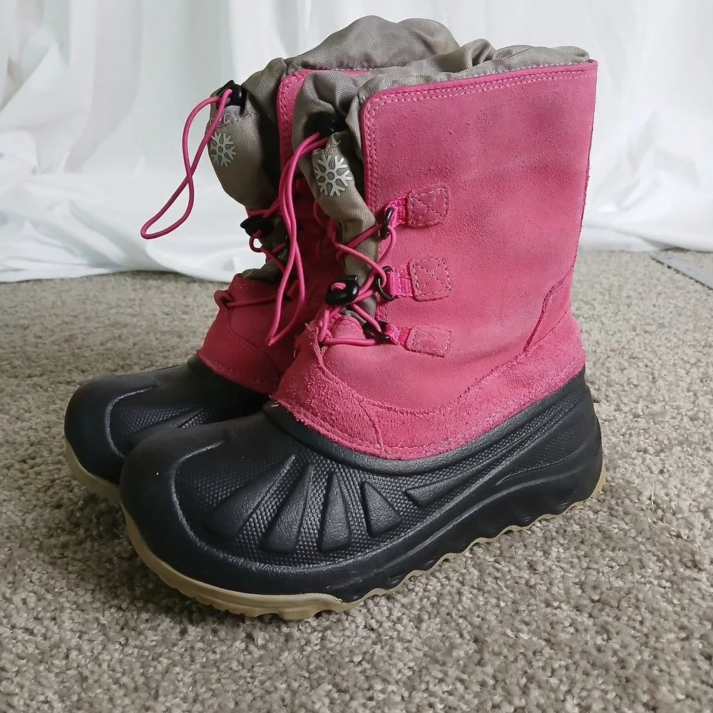 UGG Kids Adirondack Pink Black Waterproof Winter Snow Boots -20C Toggle Lace 9in